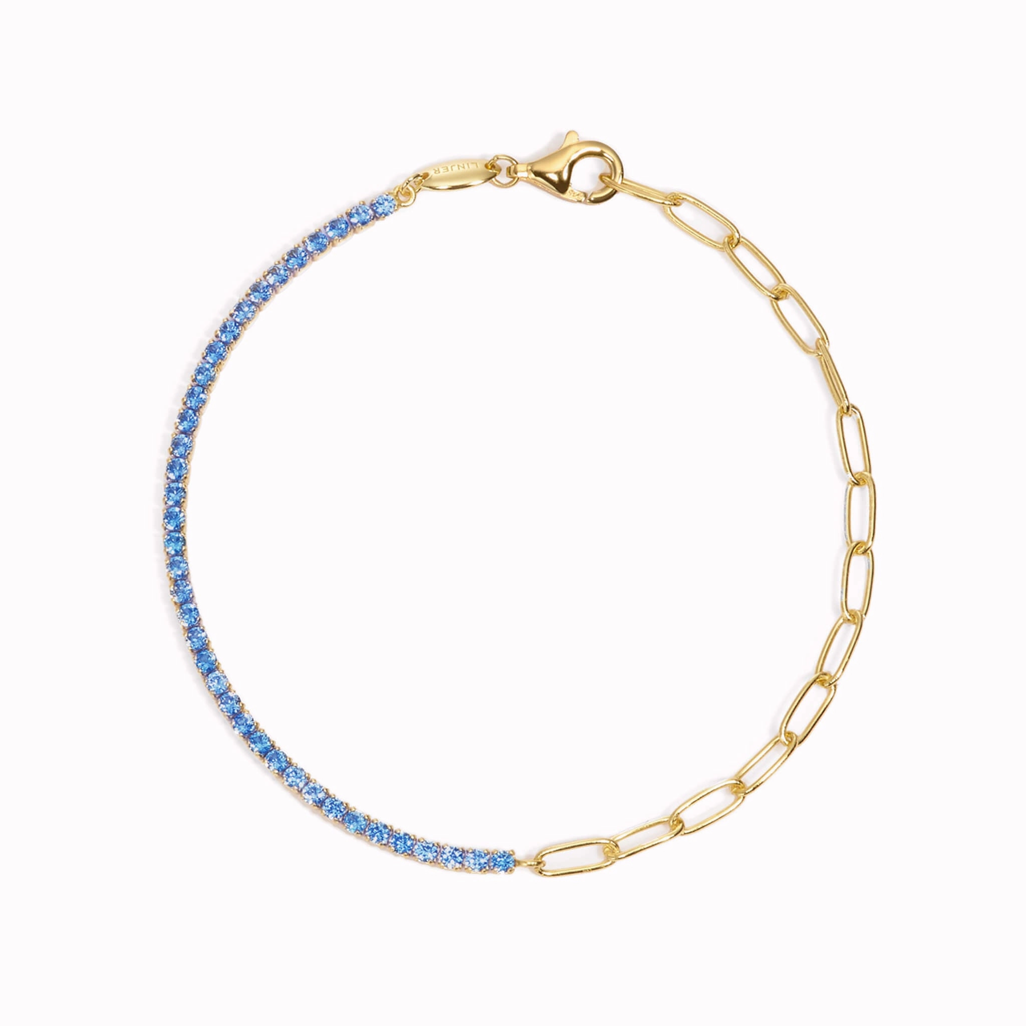 Timeless Touch Gold Tennis Bracelet (Half) - Blue