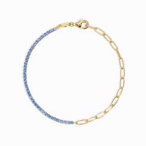 Timeless Touch Gold Tennis Bracelet (Half) - Blue