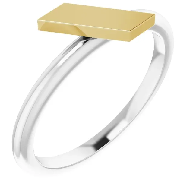 14K White & Yellow Stackable Bar Ring Daughter Present Fine Jewelry