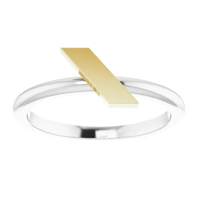 Memory Keeper 14K White & Yellow Stackable Bar Ring