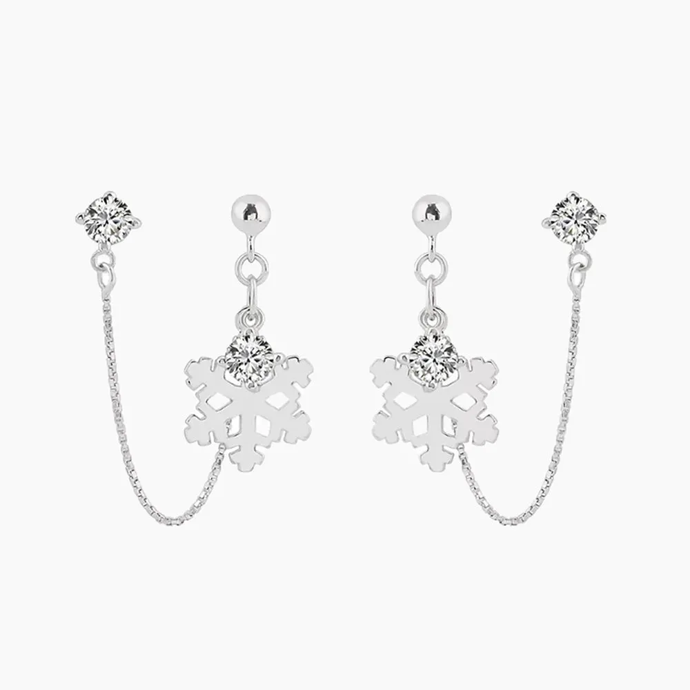 Gifting Ready Cool Layer 925 Sterling Silver Snowflake Earrings