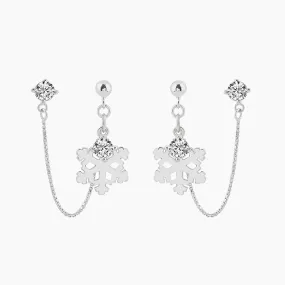 Gifting Ready Cool Layer 925 Sterling Silver Snowflake Earrings