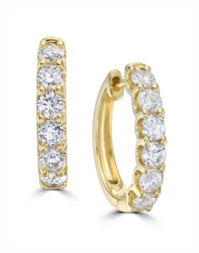 Glam Pairing Modern feature Bremer Jewelry Round Small Hoop Diamond Earrings in 14K Yellow Gold (1.00ctw)