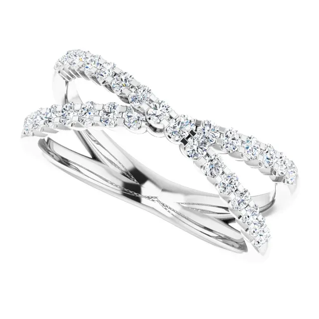 14K White 1/2 CTW Diamond Criss Cross Diamond Ring Body Positive Excellent quality