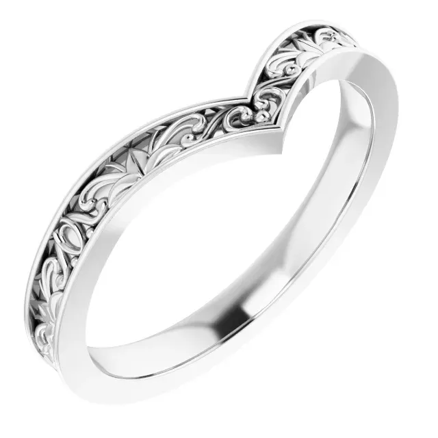 Chic Gift 14K White Vintage-Inspired "V" Ring