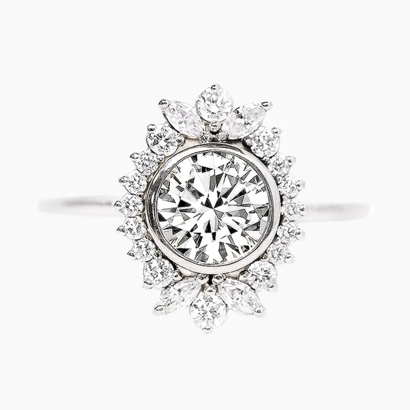 Round Lace Vintage Engagement Ring in Sterling Silver Glamorous Gifts
