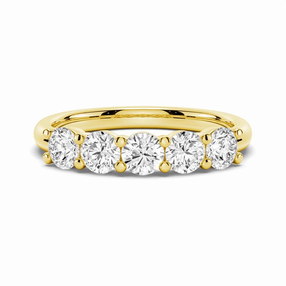 Luxe Glow 4.5mm 5 Stone Shared Prong Moissanite Anniversary Band