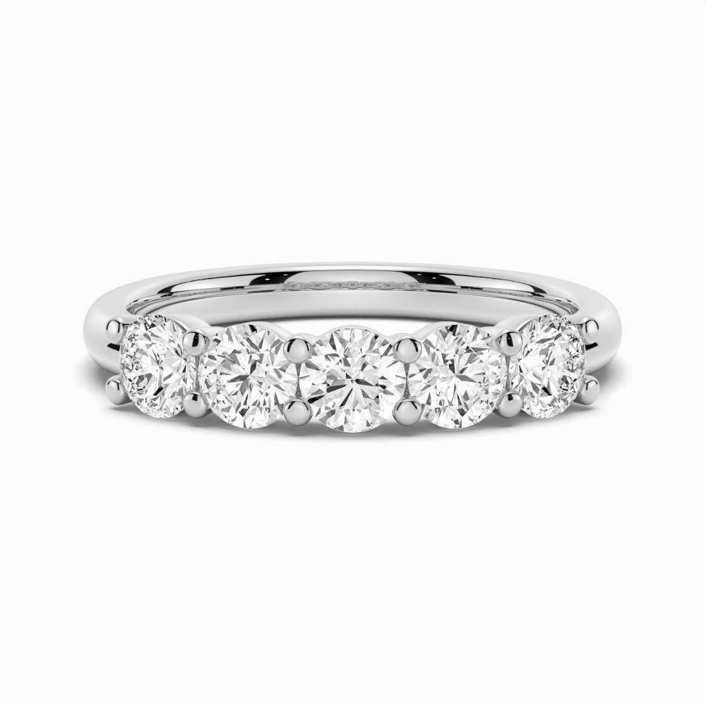 Bold Layer 4.5mm 5 Stone Shared Prong Moissanite Anniversary Band