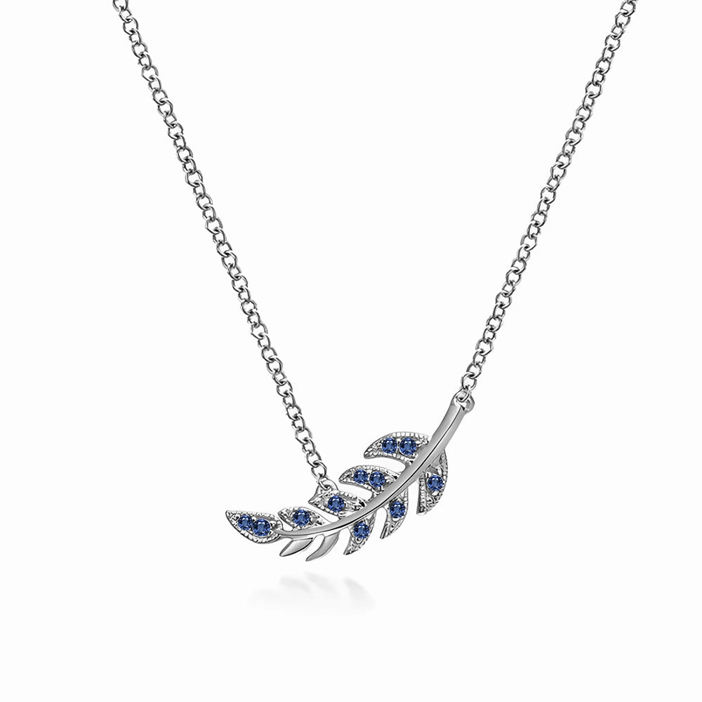 Couture Botanical Foliage Lab Grown Sapphire Necklace Modern Edge