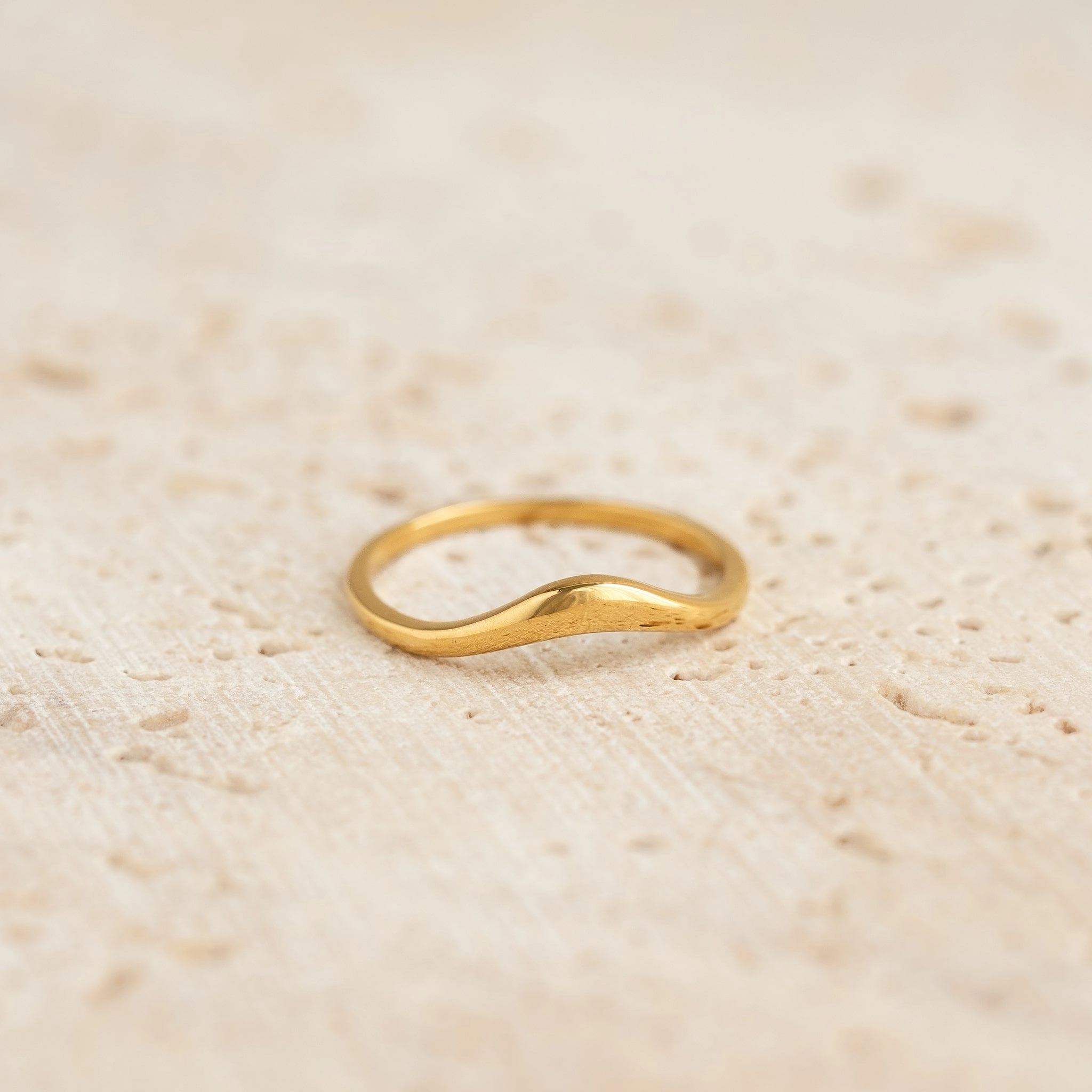 Golden Tone Organic Wavy Ring - Bea
