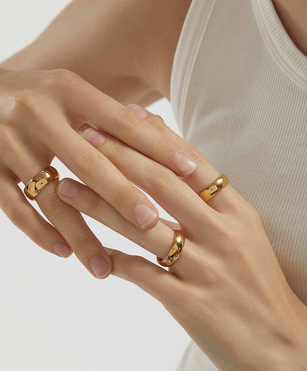 Chic Appeal Graceful Highlight Everyday Essentials 18K High Polish Tungsten Rings / Couple Rings