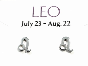 Beautiful Aesthetic Sterling Silver Leo Zodiac Stud Earrings