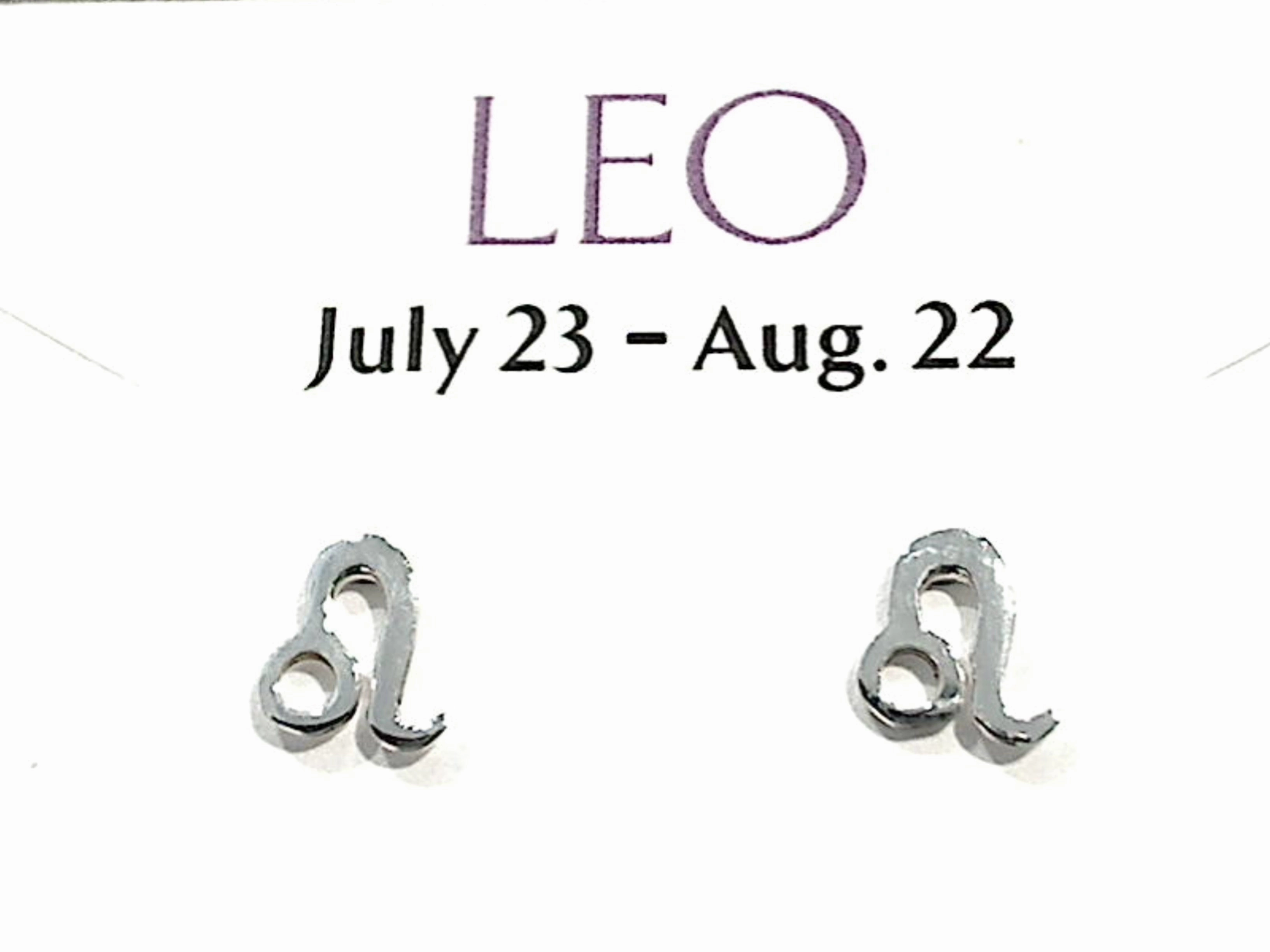 Beautiful Aesthetic Sterling Silver Leo Zodiac Stud Earrings