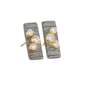 Aspen Bauble Studs - 18ky, Oxidized Silver   VS Diamonds Color Accent Brilliant Finish