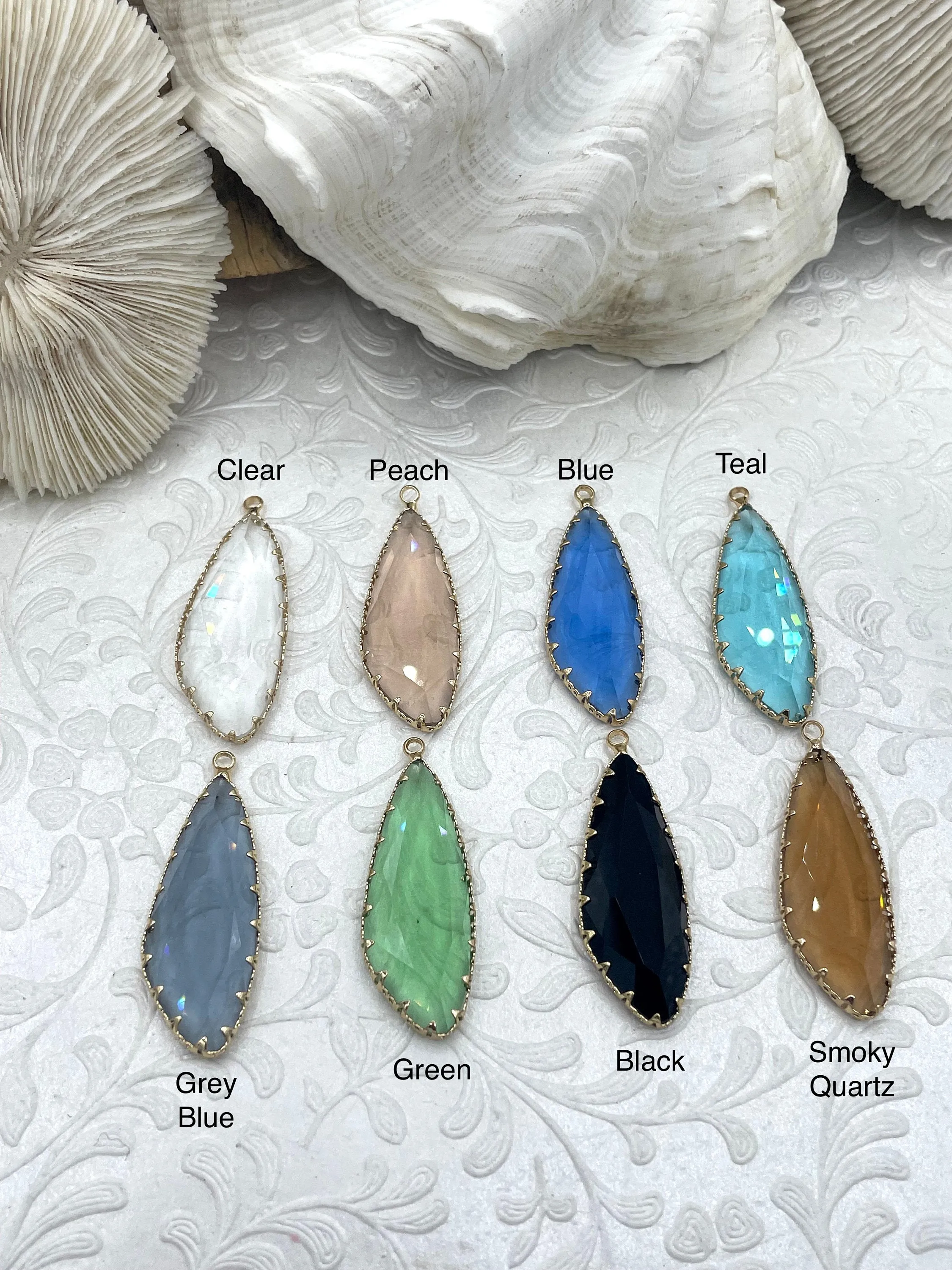 Caring Present Beautiful Wear Gold Trimmed Colorful Crystal Drop Gold trimmed Pendants Gold Trimmed Crystal Charms. Colorful Crystal Charms 8 Styles, Fast Ship