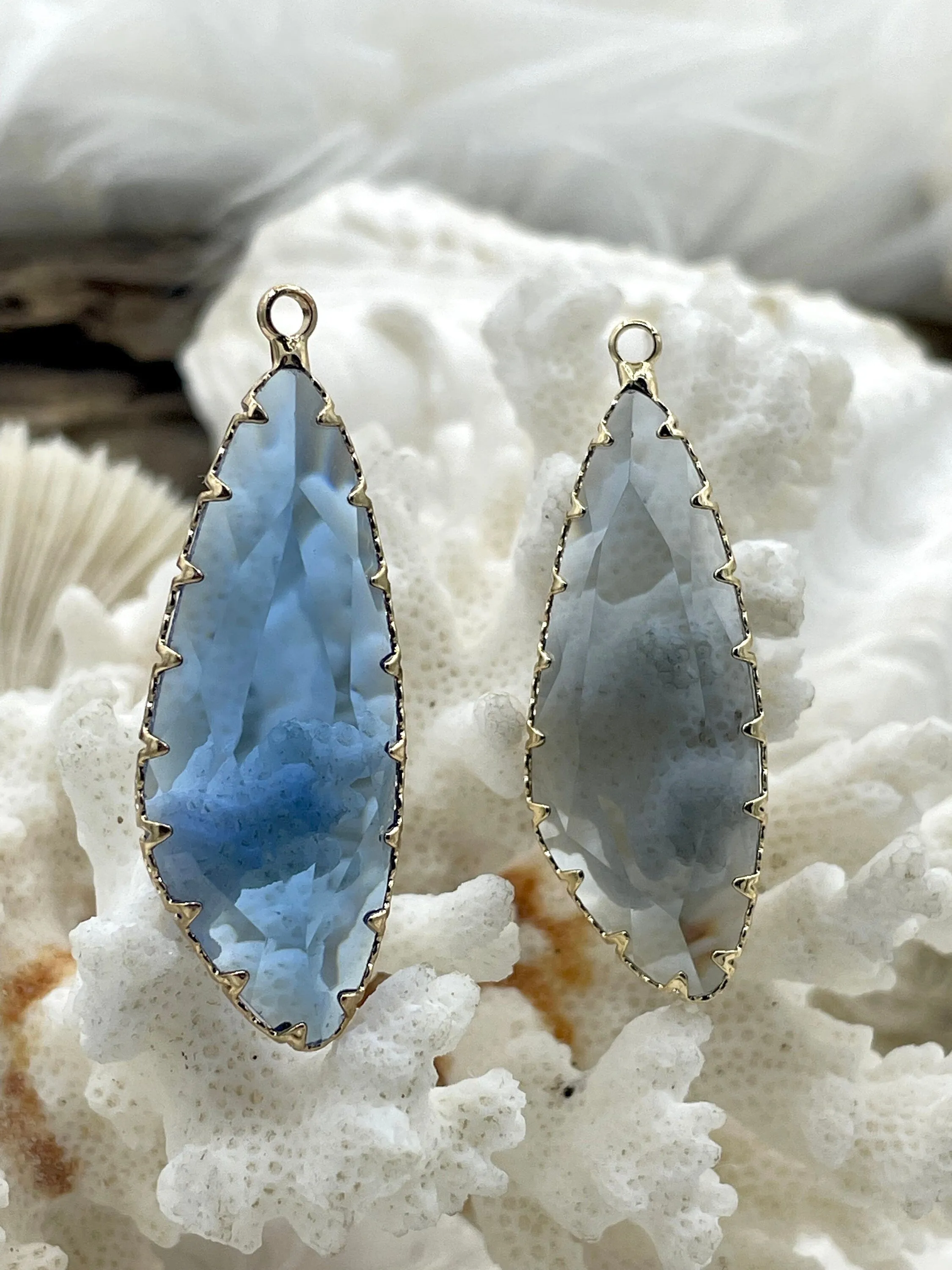 Gold Trimmed Colorful Crystal Drop Gold trimmed Pendants Gold Trimmed Crystal Charms. Colorful Crystal Charms 8 Styles, Fast Ship Polished Look