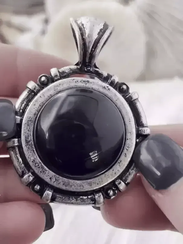 Black Agate Stone Pendant with Bezel, Natural Stone Cabochon, in a variety of patterns,5 bezel colors, Natural Stone Pendant, Fast Ship. Refined Detail