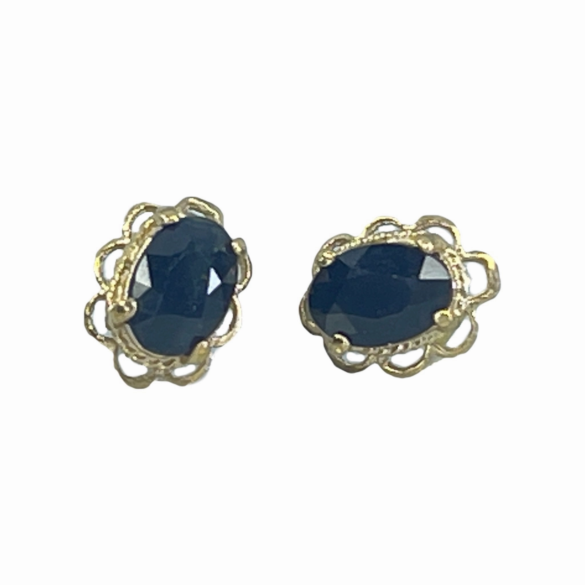 Vintage Sapphire Earrings set in Solid Yellow Gold. Something Old for a Bride to be. September Birthstone. Premium Detail
