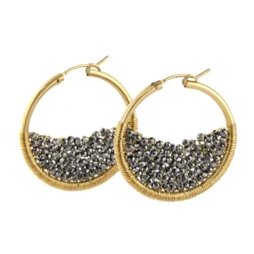 Fresh Design Silver Crystal Medium Hoops - 14k Gold Fill   Crystal