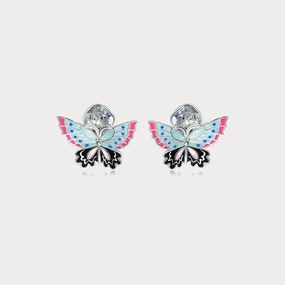 Quiet Luxury Artistic Highlight Silver Butterfly Crystal Earrings