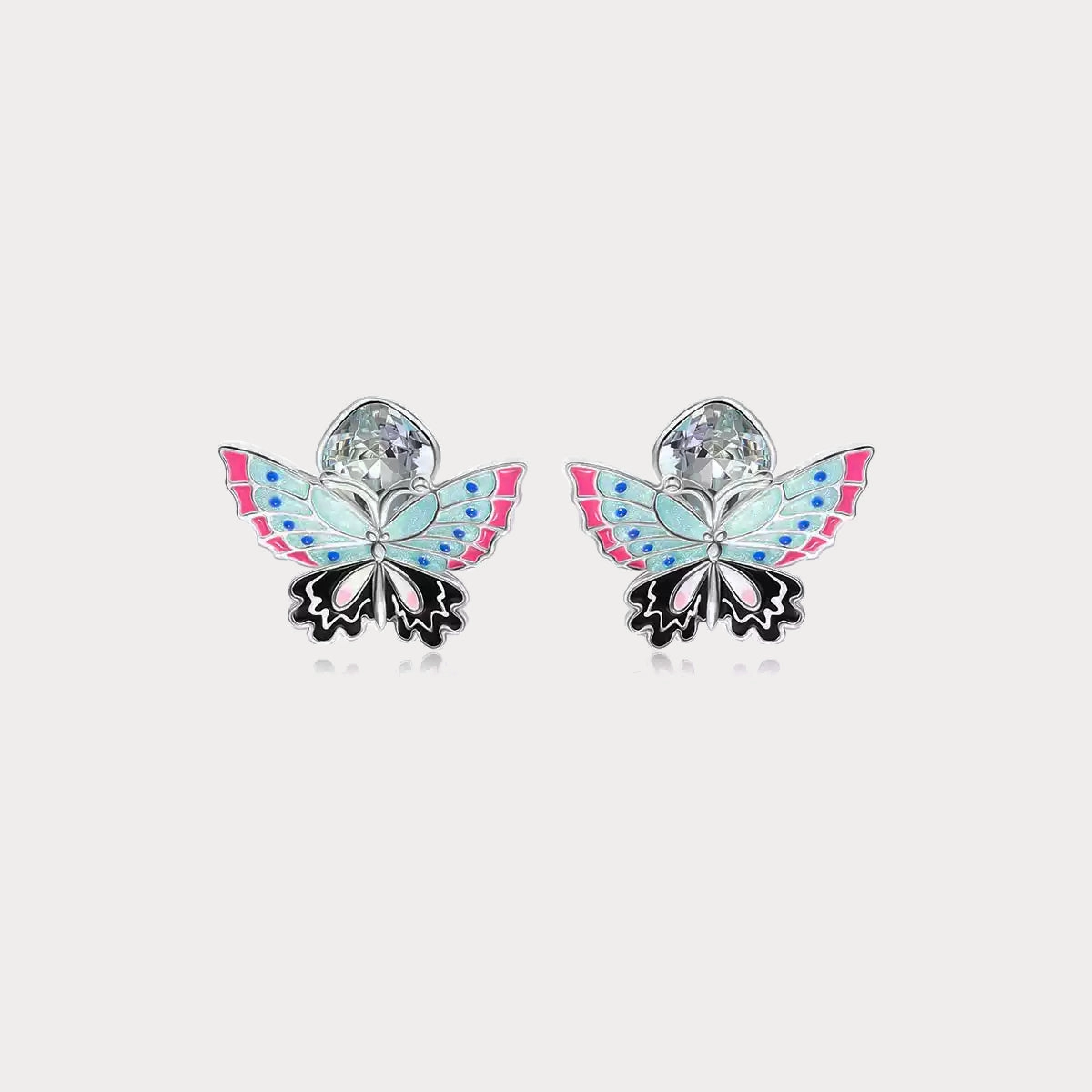 Quiet Luxury Artistic Highlight Silver Butterfly Crystal Earrings
