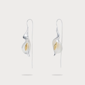 Fashion Glow Dynamic Feature Silver Calla Lily Earrings
