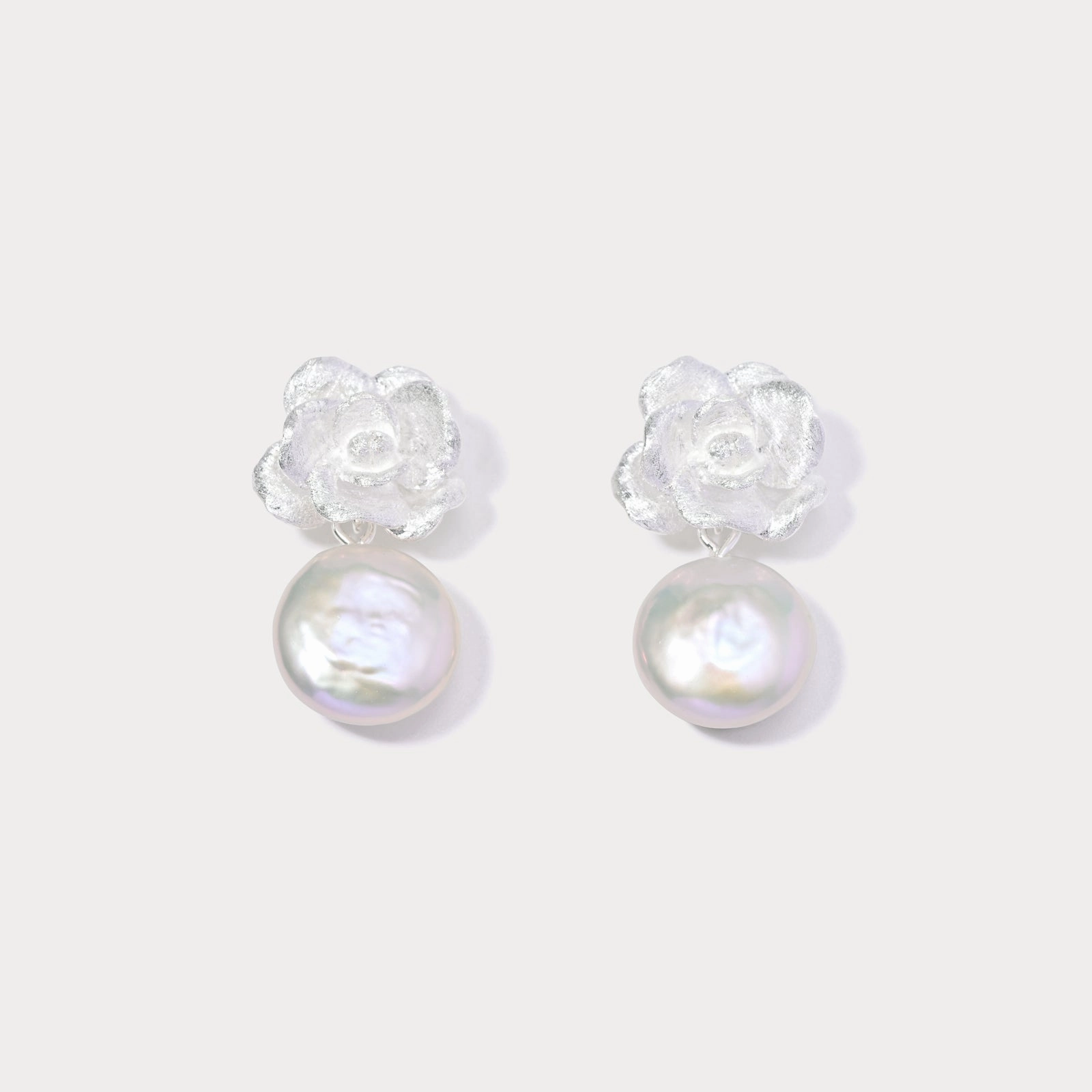 Silver Camellia Earrings Luxury Impression shiny accents