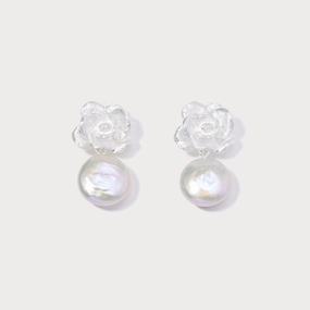 Model Ready Daily Layer Silver Camellia Earrings