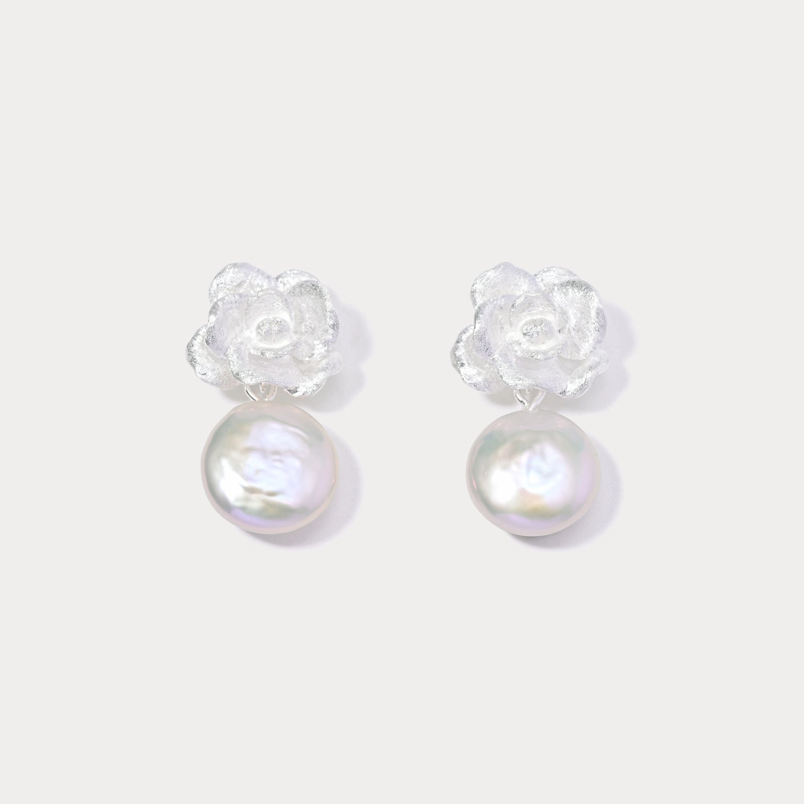 Lovely Item Silver Camellia Earrings