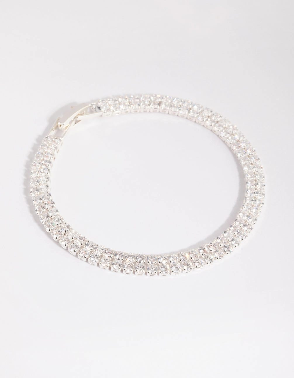 Silver Cubic Zirconia Layered Cup Chain Tennis Bracelet Glam Vibes