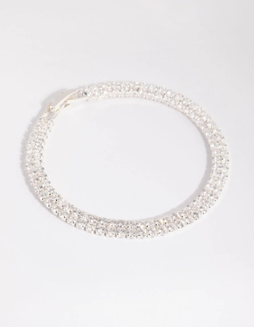 Silver Cubic Zirconia Layered Cup Chain Tennis Bracelet Glam Vibes