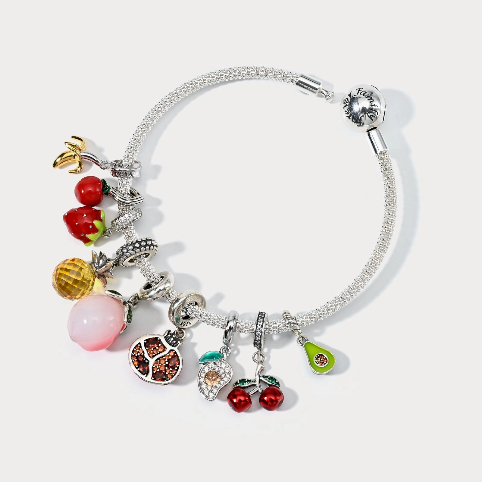 Rave Reviews Flattering Design Silver Fruit Basket Bracelet