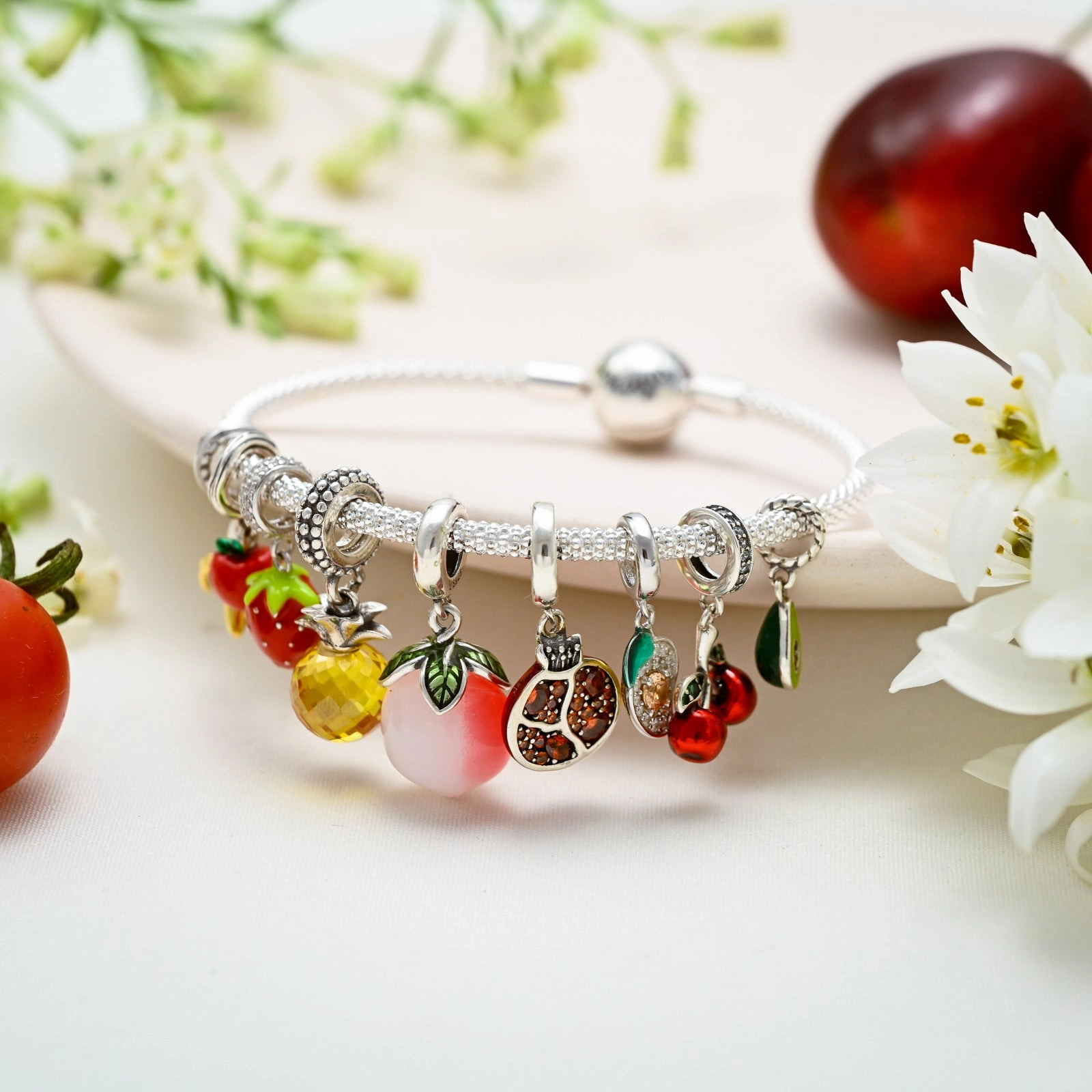 Standard Bearer Interchangeable parts Silver Fruit Basket Bracelet