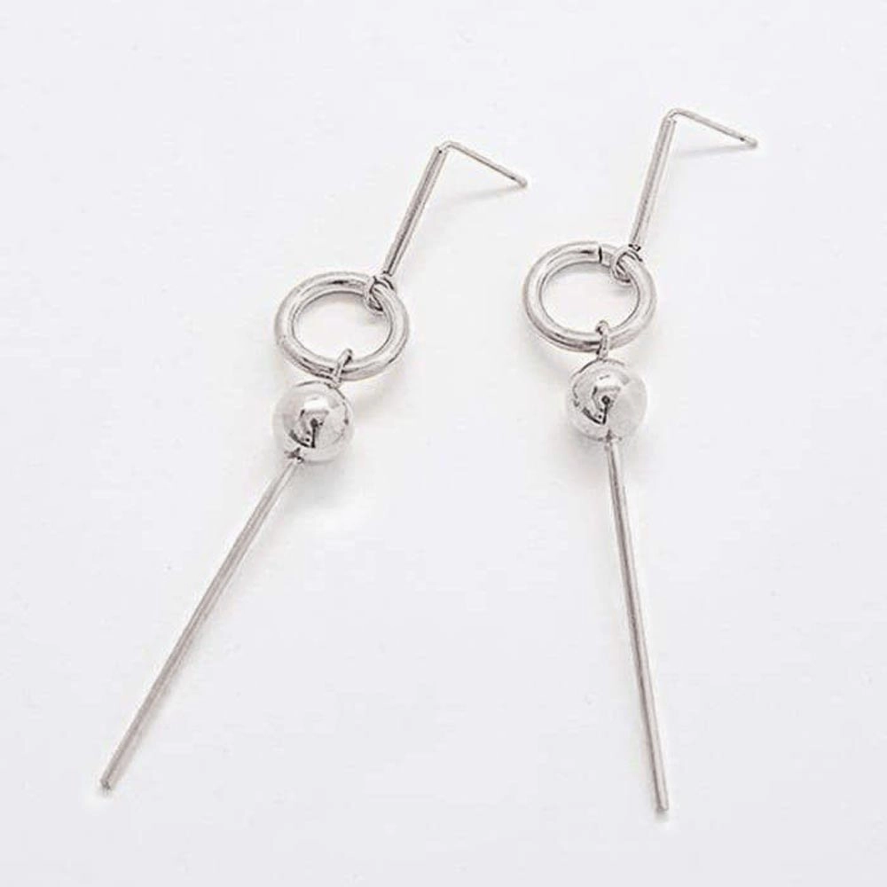 Silver Geometric Circle Drop Earrings Precious Craft