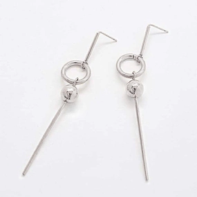 Silver Geometric Circle Drop Earrings Minimal Sparkle