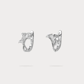 Petite Style Silver Ginkgo Leaf Earrings