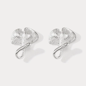 Fresh Light Silver Ginkgo Leaf Earrings