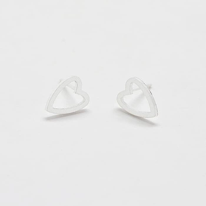 Silver Heart Outline Stud Earrings Day Vibe Classic Edge