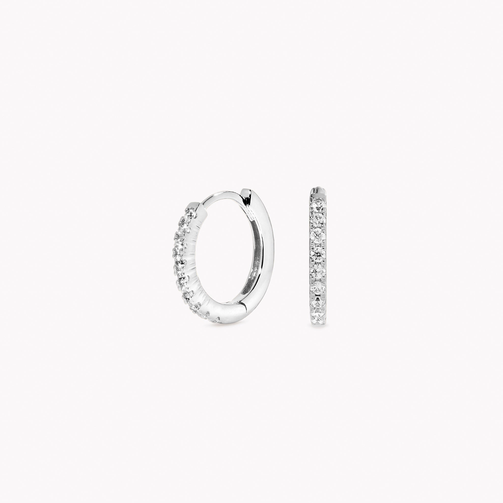 Silver Huggie Hoop Earrings - Eva Soft Mood Night Shine