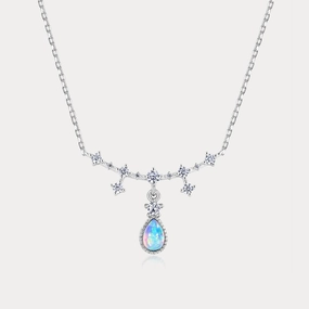 Styled Set Stylish Twist Silver Opal Drop Necklace