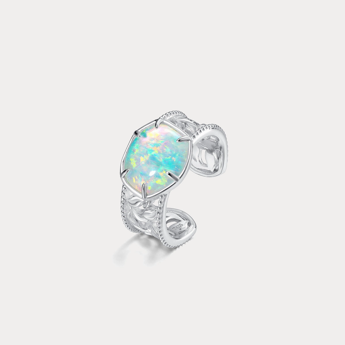 Silver Opal Ring Edgy Mood Vivid Charm