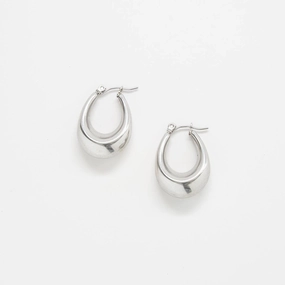 Silver Oval Hoop Earrings Fine Detailing
