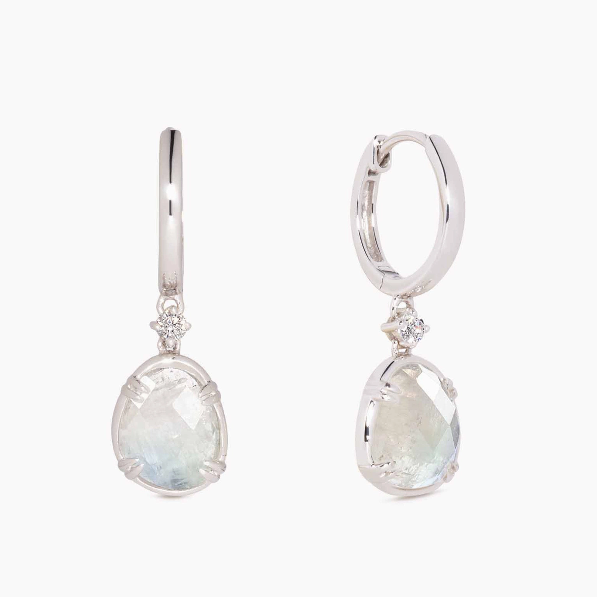 Autumn Accent Office Ready Silver Rainbow Moonstone Earrings - Victoria