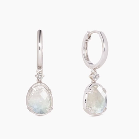 Autumn Accent Office Ready Silver Rainbow Moonstone Earrings - Victoria