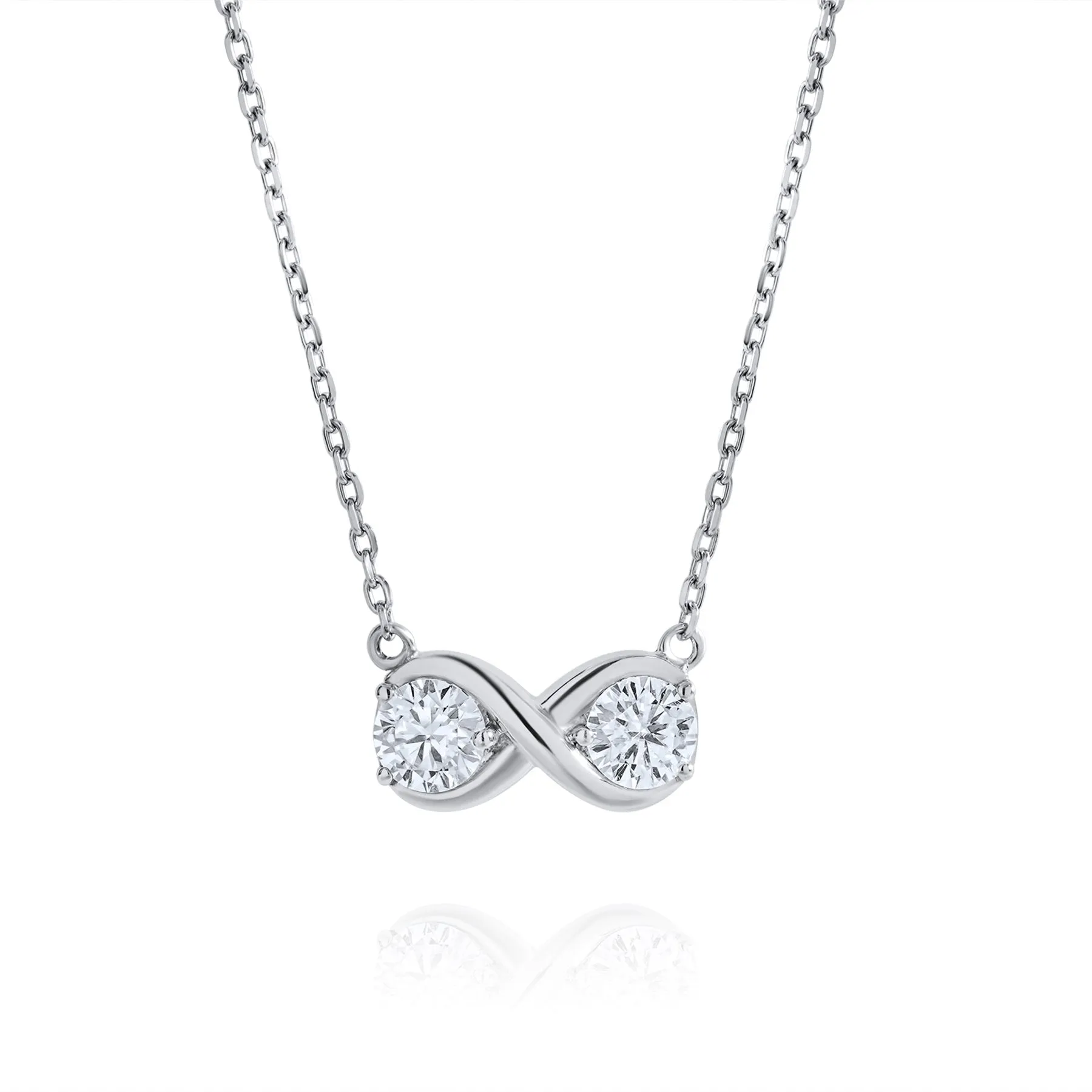 Elegant 1 Ct CVD Lab Grown Diamond Infinity Loop Pendant Necklace in 18K White Gold Plating over Silver for Women Urban Chic