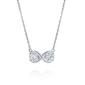 Elegant 1 Ct CVD Lab Grown Diamond Infinity Loop Pendant Necklace in 18K White Gold Plating over Silver for Women Urban Chic