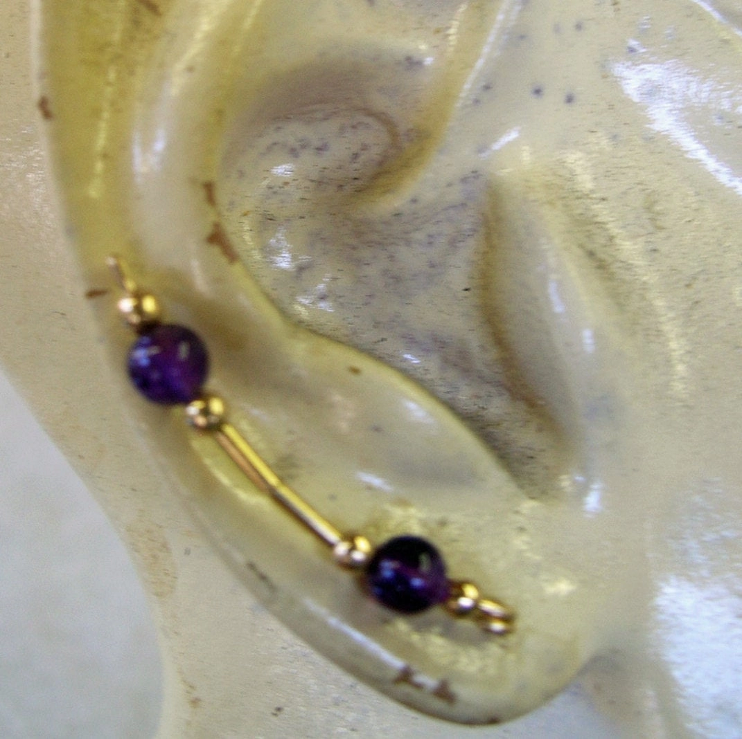 Simple Amethyst Beads Ear Sweeps - Ear Sweep 27 Circular Piece