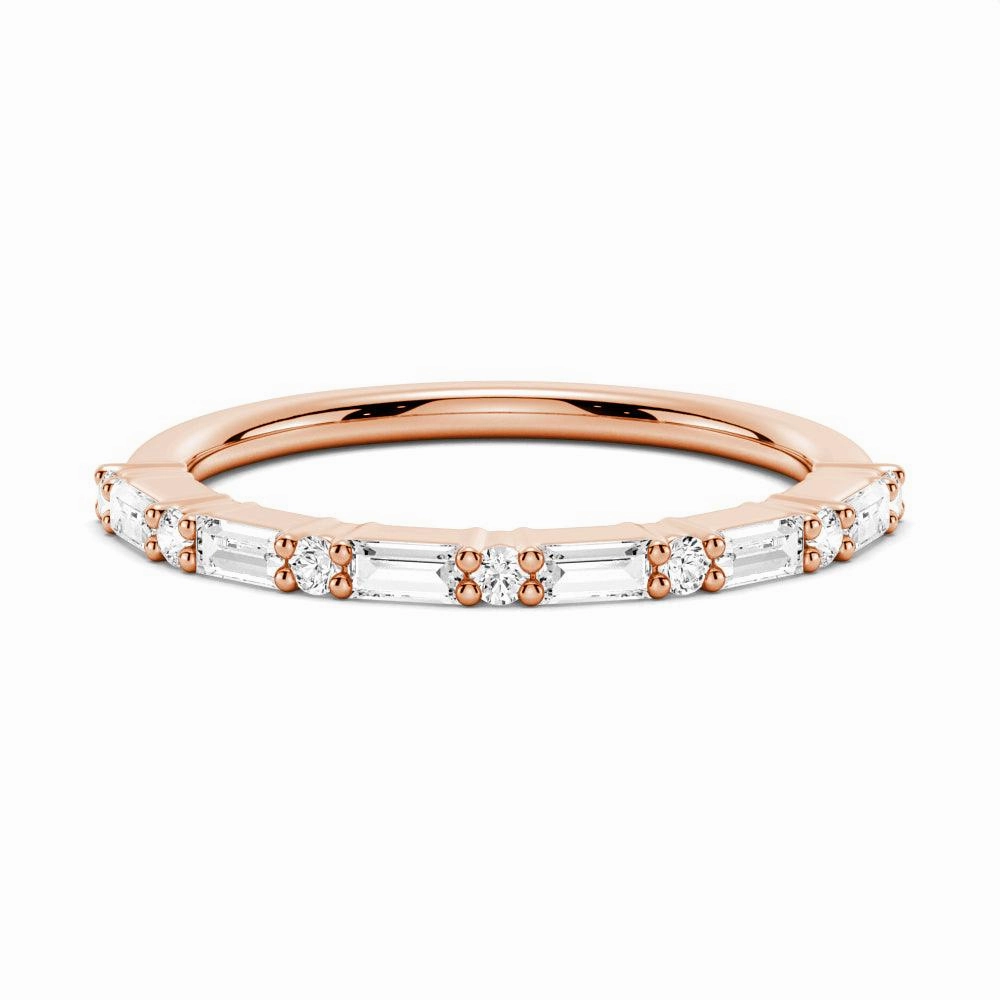 Eye-catching Design Baguette And Round Prong Moissanite Anniversary Band