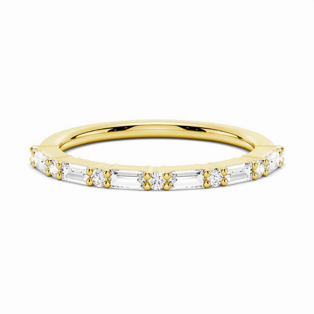 Pure Feature Baguette And Round Prong Moissanite Anniversary Band