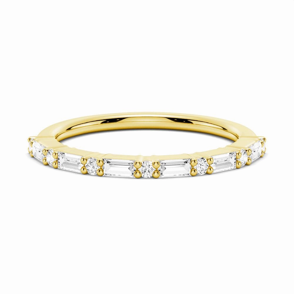 Baguette And Round Prong Moissanite Anniversary Band Glamorous Glow Distinctive pieces